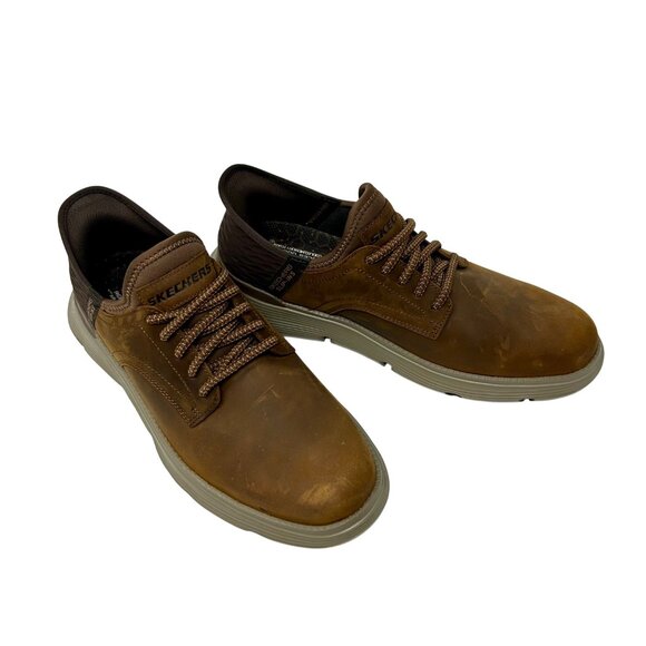Skechers Mens Slip-Ins Casual Shoes Brown Leather Size 7.5 - Picture 1 of 10